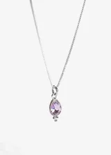 Cadena de plata 925 con dije en forma de lágrima con piedra amatista.