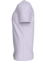 Remera lila de algodón regenerativo con cuello redondo y logo CK delineado en el frente.