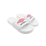 Ojotas Umbro modelo Locker Room, color negro, con banda ancha superior que presenta el logo de la marca grabado en relieve.