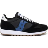 Championes Saucony Jazz Original Vintage, color negro con detalles en azul y blanco, con suela color caramelo.