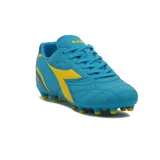 Championes de fútbol Diadora Optimus Futbol MD, color celeste con detalles en amarillo.