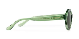 Lentes de sol redondos color verde oliva, con protección UV 400 y lentes polarizados japoneses con tratamiento antirayaduras y película superhidrofóbica.