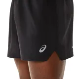 Short deportivo Asics de hombre, color negro, con cintura elástica y logo reflectivo en la pierna.