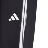 Pantalón de jogging Adidas modelo Essentials French Terry Cuffed 3 Bandas, color negro con las clásicas tres tiras blancas a los lados y el logo de la marca bordado. Cuenta con cintura elástica con cordón de ajuste y puños en los tobillos.