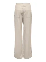 Pantalón wide leg de tiro extra alto, color blanco, con cierre de botones y bolsillos traseros.