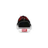 Championes de lona Pony modelo Soho Canvas Lady, color negro con cordones blancos, suela blanca con línea negra y detalles en rojo en el interior y ojal superior.