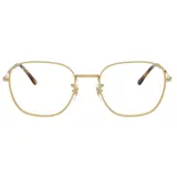Armazón de lentes Ray Ban modelo 6534/51, color dorado, con forma cuadrada y patillas marrones.