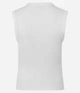 Blusa sin mangas de Blue Steel, confeccionada en tejido de algodón acanalado con escote en V profundo. Presenta un diseño ajustado al cuerpo y textura vertical en relieve.