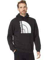 Buzo canguro negro con capucha, cordón de ajuste y bolsillo tipo canguro. Logotipo de The North Face estampado en blanco en el pecho.