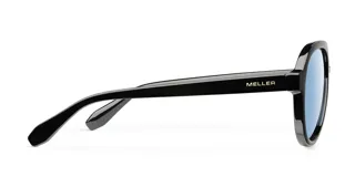 Lentes de sol estilo aviador con montura de acetato negro y doble puente. Presentan lentes polarizadas en color azul con protección UV400.