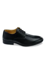 Zapato de vestir Guarnieri Aston de cuero negro, con cordones y suela de goma.