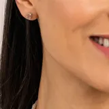 Aros de plata 925 con piedra lunar melocotón rectangular.