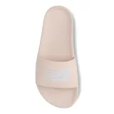 Chancletas New Balance modelo 200, color beige con logo en blanco.