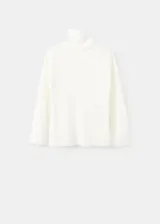 Chaleco de punto blanco de cuello alto y diseño recto, confeccionado con mezcla de acrílico, poliéster, poliamida y lana.