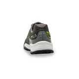 Championes Fila modelo Forehand Clay, color negro con detalles en gris oscuro y amarillo neón. Diseñados para tenis, cuentan con una estructura resistente y suela con patrón de tracción para canchas de polvo de ladrillo.