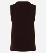 Musculosa de ribana de algodón con elastano, diseño ajustado al cuerpo, cuello redondo alto y sin mangas.