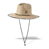 Sombrero de paja Dakine Pindo con ala ancha, cordón ajustable con cuenta de madera y detalle de parche en el lateral.