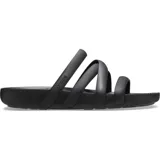 Sandalias Crocs Splash Strappy color negro, con tiras finas y plantilla ahuecada.
