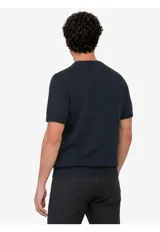 Remera de punto de manga corta y cuello redondo, confeccionada en mezcla de algodón y lino.