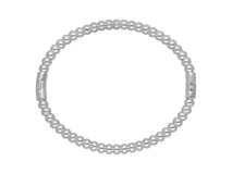 Esclava rígida de acero inoxidable compuesta por una hilera de pequeñas esferas unidas, con cierre de seguridad integrado.