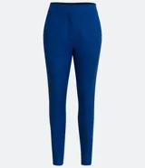 Pantalón de vestir rojo con corte cigarette, bolsillos delanteros y aberturas laterales en el ruedo.