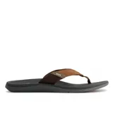 Sandalias Reef Santa Ana color negro con base gris y tiras marrones con logo de la marca.