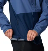 Campera impermeable Columbia Hikebound II de hombre, en diseño bicolor azul y azul marino con capucha ajustable, cierre frontal y bolsillos con cremallera.