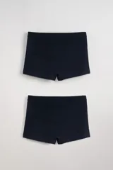 Pack de dos boxers cortos de algodón color azul marino con cintura elástica.