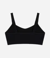 Soutien top de microfibra color lila, sin relleno, con textura acanalada y detalles de trenzas, de tirantes finos.