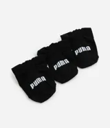 Pack de tres pares de medias invisibles Puma, color blanco con logo de la marca en negro en la puntera y el lateral.