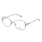 Armazón de anteojos Teresa Calandra modelo C45M, con marco metálico color mocha y patillas finas en tono beige.