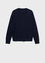 Jersey de punto fino con cuello redondo y manga larga, de diseño recto y corte clásico.