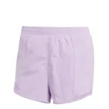 Short deportivo Adidas de running, color violeta, con cintura elástica y logo reflectante en el lateral.
