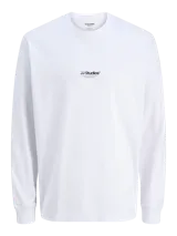 Remera de manga larga con cuello redondo y calce relajado, confeccionada en algodón orgánico. Presenta un diseño minimalista con un pequeño logo estampado en el centro del pecho.