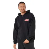 Canguro con cierre frontal de la marca Rip Curl, color negro, con capucha y logo estampado en el pecho en un óvalo rojo.