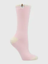 Calcetines grises jaspeados con puño, talón y puntera en color crema.