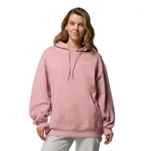 Buzo tipo canguro de la marca Columbia, color rosado, con capucha ajustable con cordón, bolsillo frontal tipo canguro y puños y dobladillo acanalados.