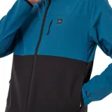 Campera Rip Curl Anti Series Elite, diseño bicolor en azul y negro, con capucha ajustable, cierre frontal completo y bolsillo en el pecho con cierre.