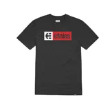 Remera negra de manga corta con estampa del logo de Etnies en el pecho.