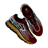 Championes Nike Air Max de la colaboración con Supreme, modelo Air Ecstasy en color rojo, con entresuela amarilla y detalles reflectivos plateados.