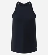 Musculosa deportiva de microfibra perforada en color menta, con escote alto, diseño de espalda nadadora y corte holgado.