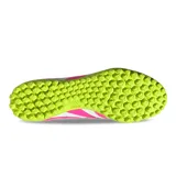 Championes de fútbol Adidas Predator Club TF, color blanco con detalles en rosa y verde, para hombre.