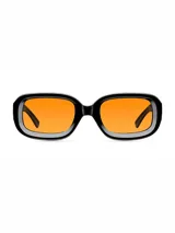 Lentes de sol con armazón de policarbonato negro de diseño 3D semi cuadrado y cristales color naranja con protección UV400.