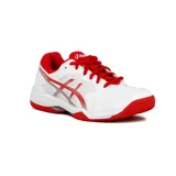 Championes Asics Gel-Delicate 6 para mujer, color blanco con detalles y cordones rojos, diseñados para running y tenis.