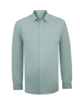 Camisa de manga larga marca RKF modelo Horizon, color verde menta, de corte modern fit con cuello camisero y tapeta que oculta los botones.
