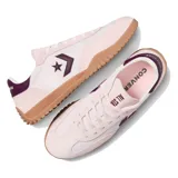 Championes Converse Run Star Trainer, color rosa pálido con detalles en morado y suela de goma marrón.