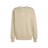 Buzo de cuello redondo Adidas, confeccionado en tejido French Terry color beige. Presenta un diseño minimalista con el logo de la marca bordado en el centro del pecho y puños acanalados.