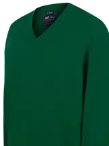 Sweater de punto RKF modelo Italy V, color verde oscuro, con escote en V y mangas largas.