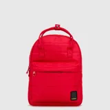 Mochila Bubba modelo Montreal de diseño acolchado, color celeste, con compartimento principal con cierre, bolsillo frontal con cierre y correas ajustables. Incluye etiqueta de marca en la parte inferior.