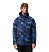 Campera 3 en 1 Columbia Whirlibird V Printed Omni-Tech para hombre, diseñada con tecnología impermeable y transpirable, y un patrón estampado en tonos de azul.